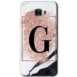 MRCİLETİSİM mrc175705 Pembe Mermer Desenli G Harfi Kılıf HD Desen Baskılı Arka Kapak + Temperli Cam Samsung Galaxy C9 Pro Kılıf HD Desen Baskı Arka Kapak + Temperli Cam ile uyumlu