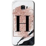 MRCİLETİSİM mrc175706 Pembe Mermer Desenli H Harfi Kılıf HD Desen Baskılı Arka Kapak + Temperli Cam Samsung Galaxy C9 Pro Kılıf HD Desen Baskı Arka Kapak + Temperli Cam ile uyumlu