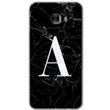 MRCİLETİSİM mrc175771 Siyah Mermer Desenli A Harfi Kılıf HD Desen Baskılı Arka Kapak + Temperli Cam Samsung Galaxy C9 Pro Kılıf HD Desen Baskı Arka Kapak + Temperli Cam ile uyumlu