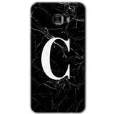 MRCİLETİSİM mrc175772 Siyah Mermer Desenli C Harfi Kılıf HD Desen Baskılı Arka Kapak + Temperli Cam Samsung Galaxy C9 Pro Kılıf HD Desen Baskı Arka Kapak + Temperli Cam ile uyumlu