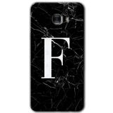 MRCİLETİSİM mrc175777 Siyah Mermer Desenli F Harfi Kılıf HD Desen Baskılı Arka Kapak + Temperli Cam Samsung Galaxy C9 Pro Kılıf HD Desen Baskı Arka Kapak + Temperli Cam ile uyumlu