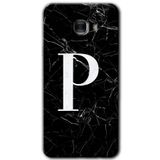 MRCİLETİSİM mrc175790 Siyah Mermer Desenli P Harfi Kılıf HD Desen Baskılı Arka Kapak + Temperli Cam Samsung Galaxy C9 Pro Kılıf HD Desen Baskı Arka Kapak + Temperli Cam ile uyumlu