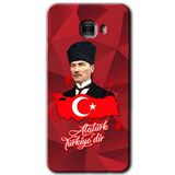 MRCİLETİSİM mrc175812 Atatürkiye Kılıf HD Desen Baskılı Arka Kapak + Temperli Cam Samsung Galaxy C9 Pro ile uyumlu