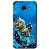 MRCİLETİSİM mrc175827 Çılgın Kedi Kılıf HD Desen Baskılı Arka Kapak + Temperli Cam Samsung Galaxy C9 Pro ile uyumlu