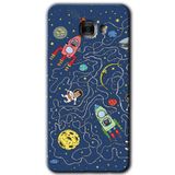 MRCİLETİSİM mrc175836 Kedi Galaksi Kılıf HD Desen Baskılı Arka Kapak + Temperli Cam Samsung Galaxy C9 Pro ile uyumlu