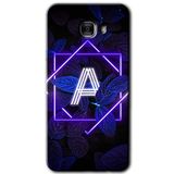 MRCİLETİSİM mrc175857 Dark Neon Yaprak A Harfi Kılıf HD Desen Baskılı Arka Kapak + Temperli Cam Samsung Galaxy C9 Pro ile uyumlu