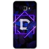 MRCİLETİSİM mrc175860 Dark Neon Yaprak D Harfi Kılıf HD Desen Baskılı Arka Kapak + Temperli Cam Samsung Galaxy C9 Pro ile uyumlu