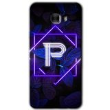 MRCİLETİSİM mrc175887 Dark Neon Yaprak P Harfi Kılıf HD Desen Baskılı Arka Kapak + Temperli Cam Samsung Galaxy C9 Pro ile uyumlu
