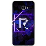 MRCİLETİSİM mrc175888 Dark Neon Yaprak R Harfi Kılıf HD Desen Baskılı Arka Kapak + Temperli Cam Samsung Galaxy C9 Pro ile uyumlu