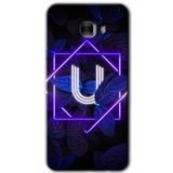 MRCİLETİSİM mrc175892 Dark Neon Yaprak U Harfi Kılıf HD Desen Baskılı Arka Kapak + Temperli Cam Samsung Galaxy C9 Pro ile uyumlu