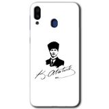 MRCİLETİSİM mrc176387 Kemal Atatürk İmza Kılıf HD Desen Baskılı Arka Kapak + Temperli Cam Samsung Galaxy M10 ile uyumlu