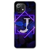 MRCİLETİSİM (mrc17693) Dark Neon Yaprak J Harfi Kılıf Baskılı Kapak Tam Kaplayan Mat Seramik Xiaomi Mi 11 Lite ile uyumlu