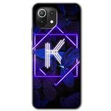 MRCİLETİSİM (mrc17694) Dark Neon Yaprak K Harfi Kılıf Baskılı Kapak Tam Kaplayan Mat Seramik Xiaomi Mi 11 Lite ile uyumlu