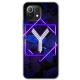 MRCİLETİSİM (mrc17720) Dark Neon Yaprak Y Harfi Kılıf Baskılı Kapak Tam Kaplayan Mat Seramik Xiaomi Mi 11 Lite ile uyumlu