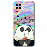 MRCİLETİSİM mrc177710 Milkshake Panda Kılıf HD Desen Baskılı Arka Kapak + Temperli Cam Samsung Galaxy M12 ile uyumlu