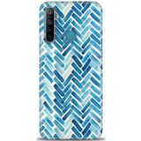 MRCİLETİSİM (mrc178) Tam Ekran Koruyucu Kılıf HD Baskılı Kılıf Mavi Çizgiler Realme 5i ile uyumlu