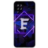 MRCİLETİSİM mrc178061 Dark Neon Yaprak E Harfi Kılıf HD Desen Baskılı Arka Kapak + Temperli Cam Samsung Galaxy M12 ile uyumlu