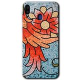 MRCİLETİSİM mrc178371 Mozaik Çiçek Kılıf HD Desen Baskılı Arka Kapak + Temperli Cam Samsung Galaxy M20 ile uyumlu