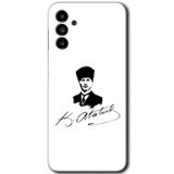 MRCİLETİSİM mrc180237 Kemal Atatürk İmza Kılıf HD Desen Baskılı Arka Kapak + Temperli Cam Samsung Galaxy M23 ile uyumlu