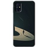 MRCİLETİSİM mrc181499 Space Planet Kılıf HD Desen Baskılı Arka Kapak + Temperli Cam Samsung Galaxy M31s ile uyumlu