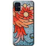 MRCİLETİSİM mrc181671 Mozaik Çiçek Kılıf HD Desen Baskılı Arka Kapak + Temperli Cam Samsung Galaxy M31s ile uyumlu