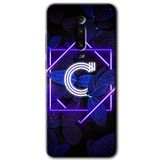 MRCİLETİSİM (mrc18233) Dark Neon Yaprak C Harfi Kılıf Baskılı Kapak Tam Kaplayan Mat Seramik Xiaomi Mi 9T ile uyumlu