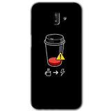 MRCİLETİSİM mrc183291 Coffee Battery Kılıf HD Desen Baskılı Arka Kapak Samsung Galaxy J6 Plus ile uyumlu