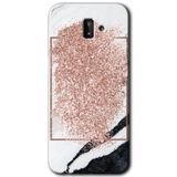 MRCİLETİSİM mrc183375 Simli Mermer Kılıf HD Desen Baskılı Arka Kapak Samsung Galaxy J6 Plus ile uyumlu