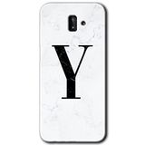 MRCİLETİSİM mrc183468 Beyaz Mermer Desenli Y Harfi Kılıf HD Desen Baskılı Arka Kapak Samsung Galaxy J6 Plus ile uyumlu