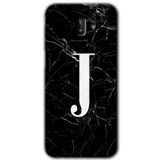 MRCİLETİSİM mrc183482 Siyah Mermer Desenli J Harfi Kılıf HD Desen Baskılı Arka Kapak Samsung Galaxy J6 Plus ile uyumlu