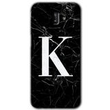 MRCİLETİSİM mrc183483 Siyah Mermer Desenli K Harfi Kılıf HD Desen Baskılı Arka Kapak Samsung Galaxy J6 Plus ile uyumlu