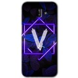 MRCİLETİSİM mrc183594 Dark Neon Yaprak V Harfi Kılıf HD Desen Baskılı Arka Kapak Samsung Galaxy J6 Plus ile uyumlu
