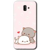MRCİLETİSİM mrc183749 Kedi Aşkı Kılıf HD Desen Baskılı Arka Kapak + Temperli Cam Samsung Galaxy J6 Plus ile uyumlu