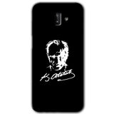MRCİLETİSİM mrc184060 Atatürk Silüet İmza Kılıf HD Desen Baskılı Arka Kapak + Temperli Cam Samsung Galaxy J6 Plus ile uyumlu