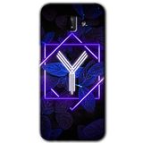MRCİLETİSİM mrc184145 Dark Neon Yaprak Y Harfi Kılıf HD Desen Baskılı Arka Kapak + Temperli Cam Samsung Galaxy J6 Plus ile uyumlu