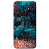 MRCİLETİSİM mrc187591 Liquid Colorfull Kılıf HD Desen Baskılı Arka Kapak + Temperli Cam Samsung Galaxy J8 ile uyumlu