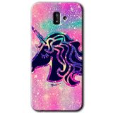MRCİLETİSİM mrc187782 Unicorn Kristal Kılıf HD Desen Baskılı Arka Kapak + Temperli Cam Samsung Galaxy J8 ile uyumlu