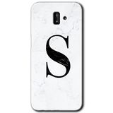 MRCİLETİSİM mrc187850 Beyaz Mermer Desenli S Harfi Kılıf HD Desen Baskılı Arka Kapak + Temperli Cam Samsung Galaxy J8 ile uyumlu
