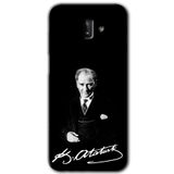 MRCİLETİSİM mrc187908 Atatürk İmza Kılıf HD Desen Baskılı Arka Kapak + Temperli Cam Samsung Galaxy J8 ile uyumlu