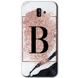 MRCİLETİSİM mrc188347 Pembe Mermer Desenli B Harfi Kılıf HD Desen Baskılı Arka Kapak Samsung Galaxy J8 ile uyumlu