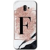 MRCİLETİSİM mrc188354 Pembe Mermer Desenli F Harfi Kılıf HD Desen Baskılı Arka Kapak Samsung Galaxy J8 ile uyumlu