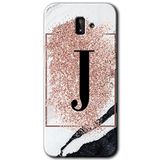 MRCİLETİSİM mrc188359 Pembe Mermer Desenli J Harfi Kılıf HD Desen Baskılı Arka Kapak Samsung Galaxy J8 ile uyumlu