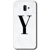 MRCİLETİSİM mrc188418 Beyaz Mermer Desenli Y Harfi Kılıf HD Desen Baskılı Arka Kapak Samsung Galaxy J8 ile uyumlu