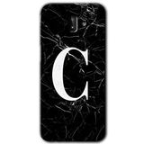 MRCİLETİSİM mrc188422 Siyah Mermer Desenli C Harfi Kılıf HD Desen Baskılı Arka Kapak Samsung Galaxy J8 ile uyumlu