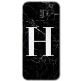 MRCİLETİSİM mrc188429 Siyah Mermer Desenli H Harfi Kılıf HD Desen Baskılı Arka Kapak Samsung Galaxy J8 ile uyumlu