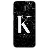 MRCİLETİSİM mrc188433 Siyah Mermer Desenli K Harfi Kılıf HD Desen Baskılı Arka Kapak Samsung Galaxy J8 ile uyumlu