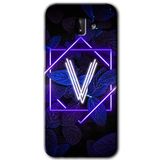 MRCİLETİSİM mrc188544 Dark Neon Yaprak V Harfi Kılıf HD Desen Baskılı Arka Kapak Samsung Galaxy J8 ile uyumlu