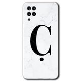 MRCİLETİSİM mrc190581 Beyaz Mermer Desenli Ç Harfi Kılıf HD Desen Baskılı Arka Kapak Samsung Galaxy M12 ile uyumlu