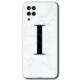 MRCİLETİSİM mrc190589 Beyaz Mermer Desenli I Harfi Kılıf HD Desen Baskılı Arka Kapak Samsung Galaxy M12 ile uyumlu