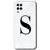 MRCİLETİSİM mrc190600 Beyaz Mermer Desenli S Harfi Kılıf HD Desen Baskılı Arka Kapak Samsung Galaxy M12 ile uyumlu